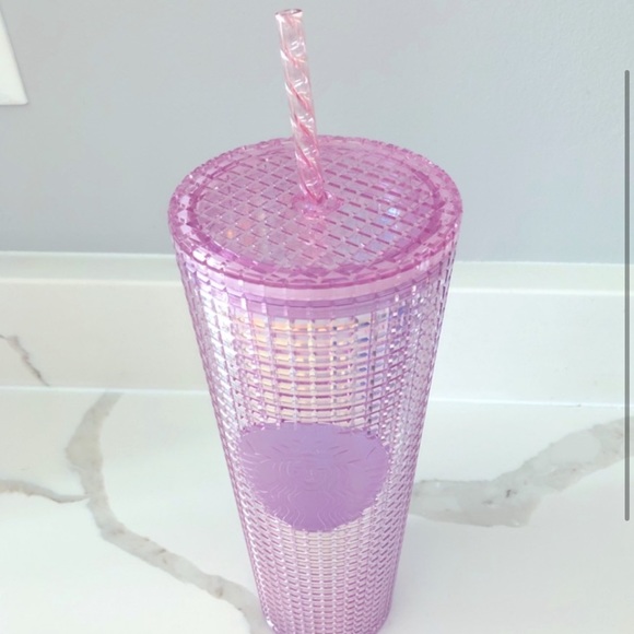 NWT Starbucks Iridescent Pink Grid Venti 24oz. Tumbler - Picture 2 of 3